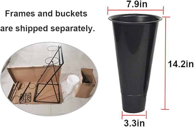 Decorative Display Stand With Buckets for Cut Flowers, Heavy Duty Rolling Plant Stand on Wheels, Indoor Outdoor Cart Ladder Shelf for Florist, Garden, Patio (3 Tier 12 Black Bucket)