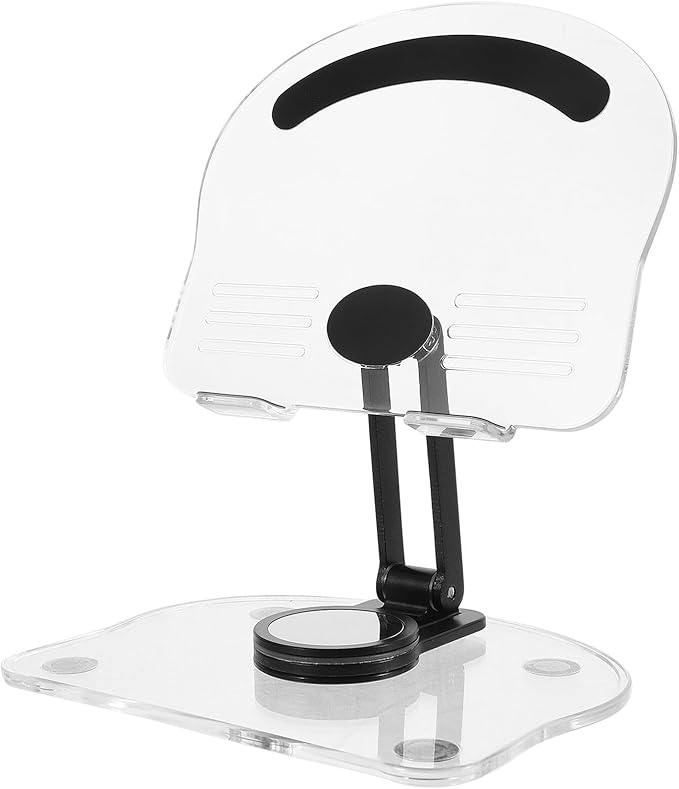 CONGARTENO Adjustable Acrylic Tablet Stand and Desktop Phone Holder for Desk Use, 360° Rotatable Foldable Dark Phone and Laptop Mount Compatible with iPad and Smartphones