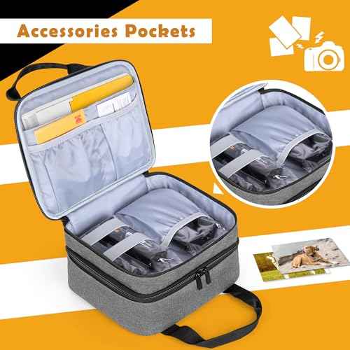 LUXJA Photo Printer Case Compatible with KODAK Dock Plus, Photo Printer Bag with Accessory Pockets, Gray
