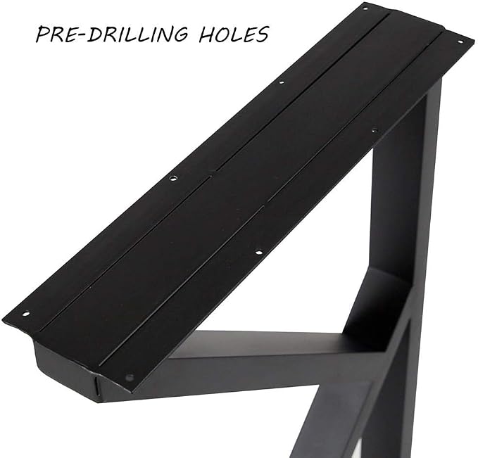 TIEOU Metal Legs for Table K Shape 28" H Tall Industrial Black Table Legs Heavy Duty Metal Desk Legs Set of 2(Without Boards)