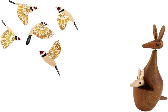 Fenteer Wooden Bird Wall Figurine Animal Statue Decorative Ornament Wooden Crafts Made from Wood Suitable for Home Decoration Gift Giving Par