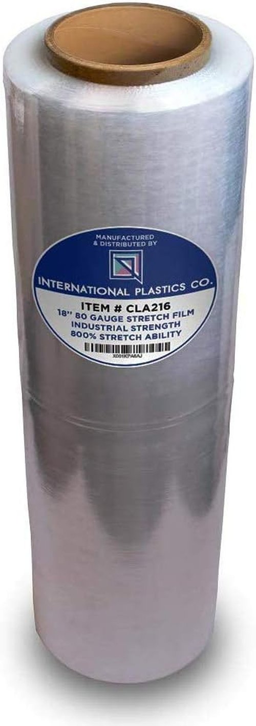 International Plastics Co. 18" Stretch Film - 1500 Feet of Heavy-Duty, 7-Layer Clear Wrap | 80 Gauge, 800% Stretch