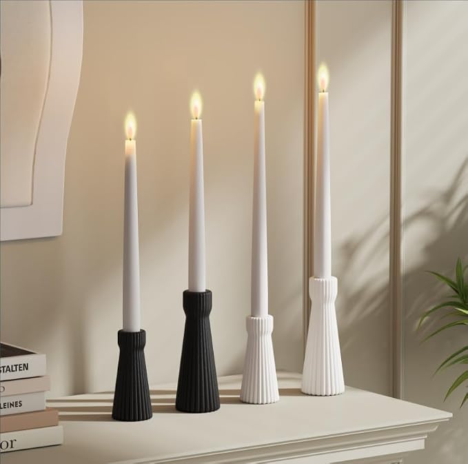 Taper Candle Holders for Candlesticks Ceramic Candle Stick Candle Holder- Set of 2 Decorative Candle Stand for Wedding Decor,Dinner Party and Table Centerpieces,Housewarming Gift Black