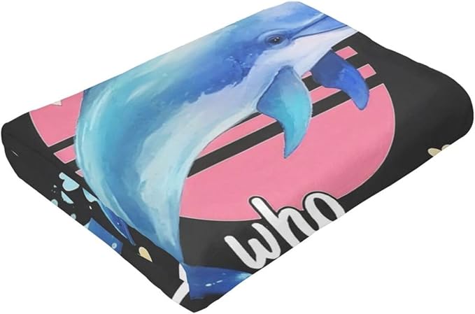 Dolphin Blanket for Girls Ocean Throw Blanket Sea Animal Soft Cozy Fleece Fuzzy Stuffed Plush Flannel Gifts for Women Kids Adults 40''x50''