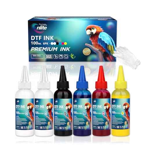 Enlite DTF Ink 100ML Combo Pack, Premium Pigment Ink for PET Film Heat Transfer Printing, Refill for DTF Printer with printhead DX5 DX7 5113 XP600 I3200 4720 TX800, 2W+1B+1C+1M+1Y