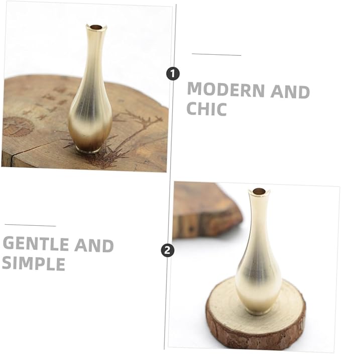 2pcs Mini Brass Vases Antique Desktop Flower Ornaments Creative Home Decor for Home and Tea Rooms Easy to Clean Decorative Adornments