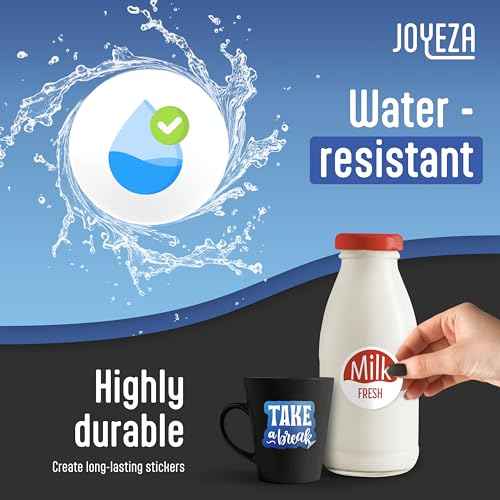 JOYEZA Premium Printable Vinyl Sticker Paper for Inkjet Printer - 80 Sheets Glossy White Waterproof, Dries Quickly Vivid Colors, Holds Ink well - Inkjet & Laser Printer