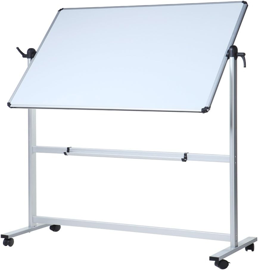 VIZ-PRO Double-Sided Magnetic Whiteboard - 72 x 48 Inches Rolling Dry Erase Easel with Aluminum Frame