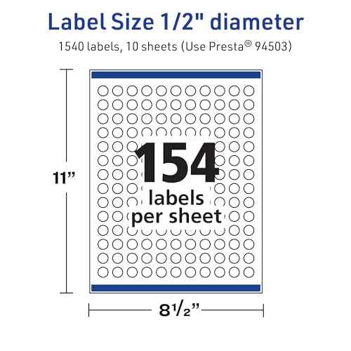 Avery TrueBlock Matte White Round Labels, Sure Feed Technology, 0.5" Diameter, 1,540 Matte White Labels, Print-to-The-Edge, Laser/Inkjet Printable, Great for Product Merchandising Stickers