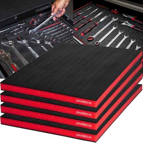 ONREVA Tool Box Foam, 4Pack 16x12x1 inch, Foam Inserts for Cases, Polyethylene Storage Sheets for Toolbox Hard Case, Tool Shadow Insert, Kaizen Organizer Sheet