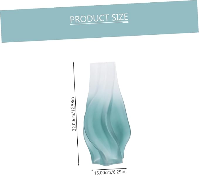 Frosted Glass Planter Vase Large Green Swirl Pattern Decorative Home Glass Vase for Flower Arrangement Desktop Display for Living and Wedding Decor