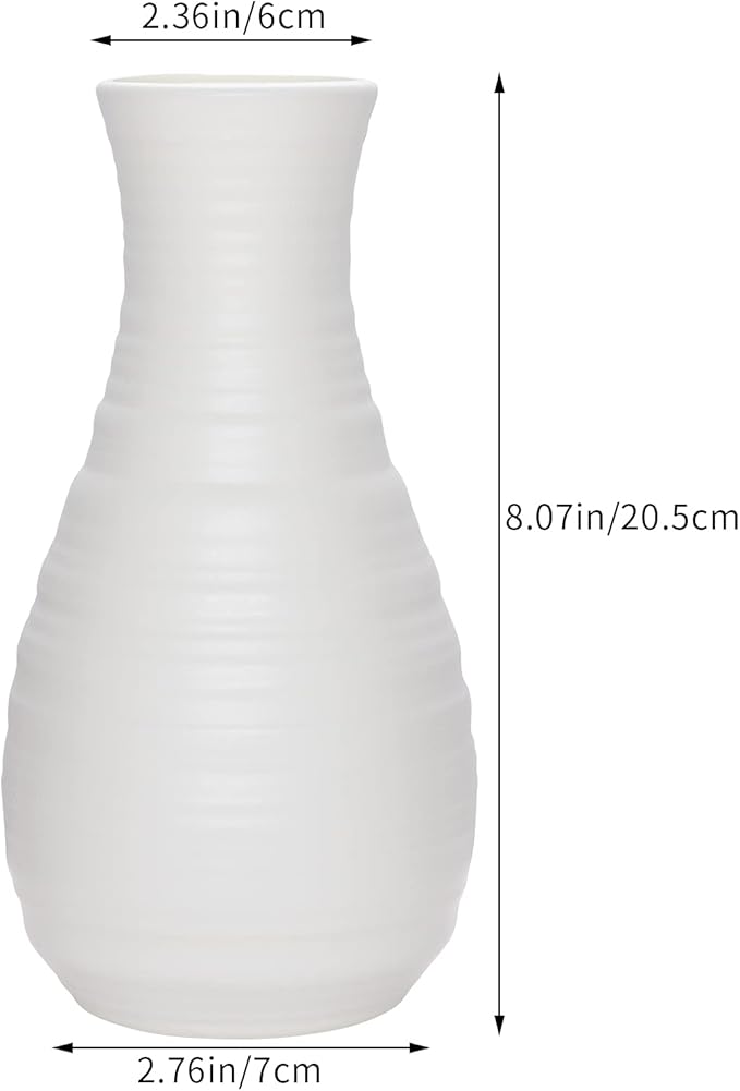 2 Pack Composite Plastics Flower Vase, Unbreakable Ceramic Look Vase for Home Decor Centerpieces, Arranging Bouquets (White)