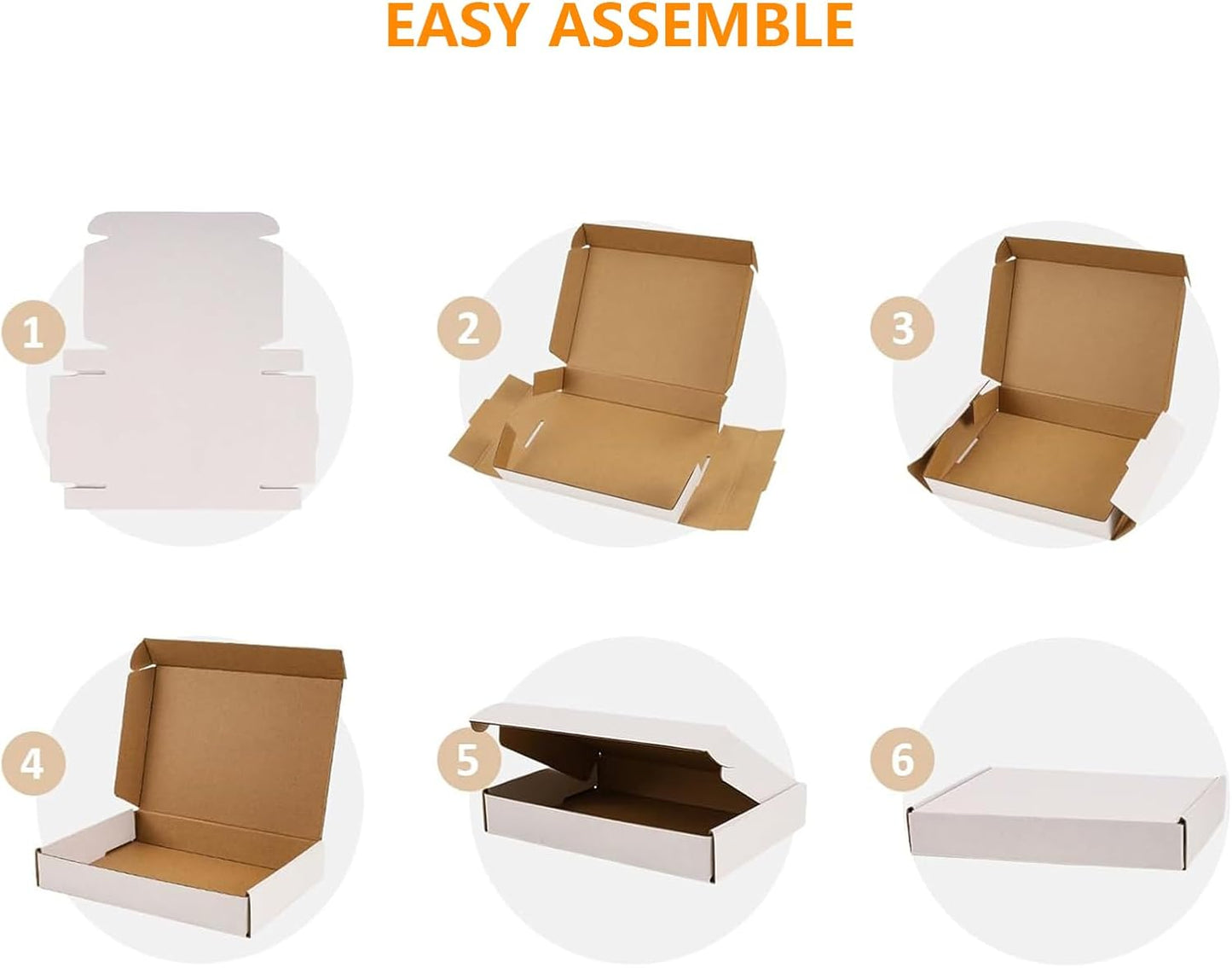 50 Pack Small Shipping Boxes - White Corrugated Cardboard Packaging for Small Businesses | 6x4x3 Inches
