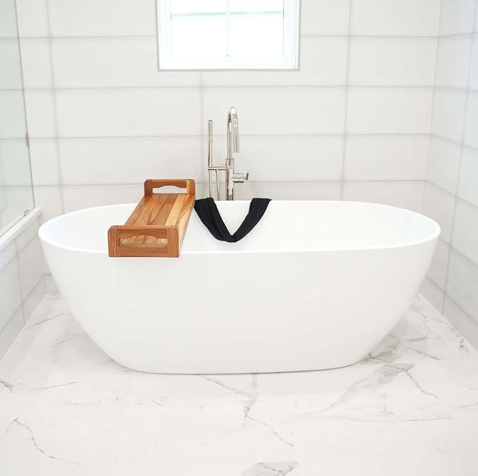EcoDecors, 34 inch, with LiftAid Handles, Bath Tray for Tub, Bath Tub Tray Wood, Bathtub Table, Caddy for Bathtub in Natural Teak