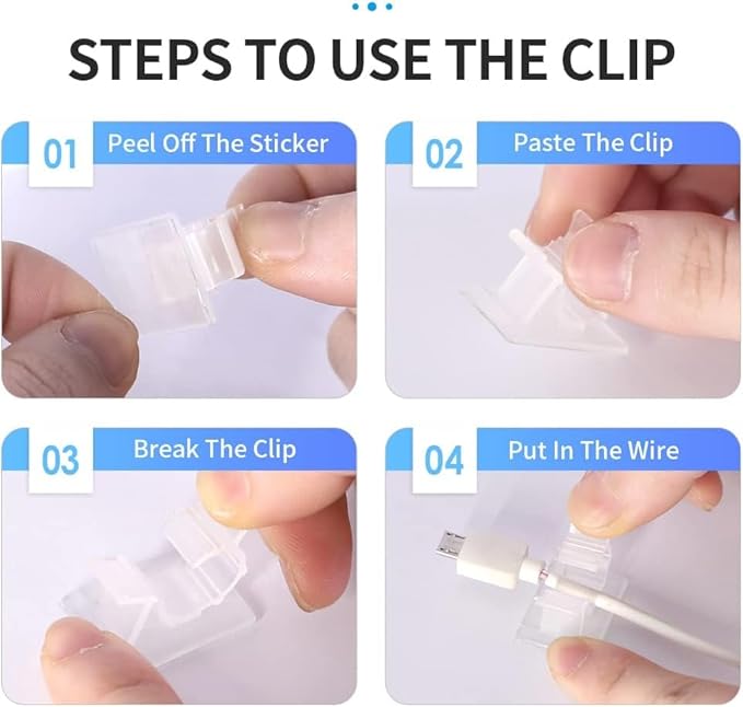 Viaky Self Adhesive Cable Clips, Wire Organize Cables Wire Management Clamps Outdoors Tie Holder Work for Cable Width 0.4''-Computer, Electrical Charging(Translucent, 30pcs)