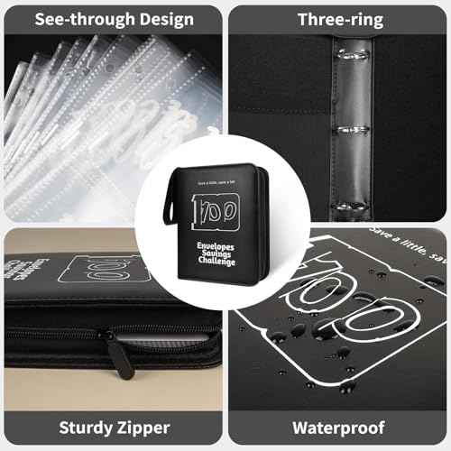 100 Envelope Challenge Binder, 2025 Upgrade 100 Envelopes Money Saving Challenge, Savings Challenges Book with Challenge Tracker to Save $5,050