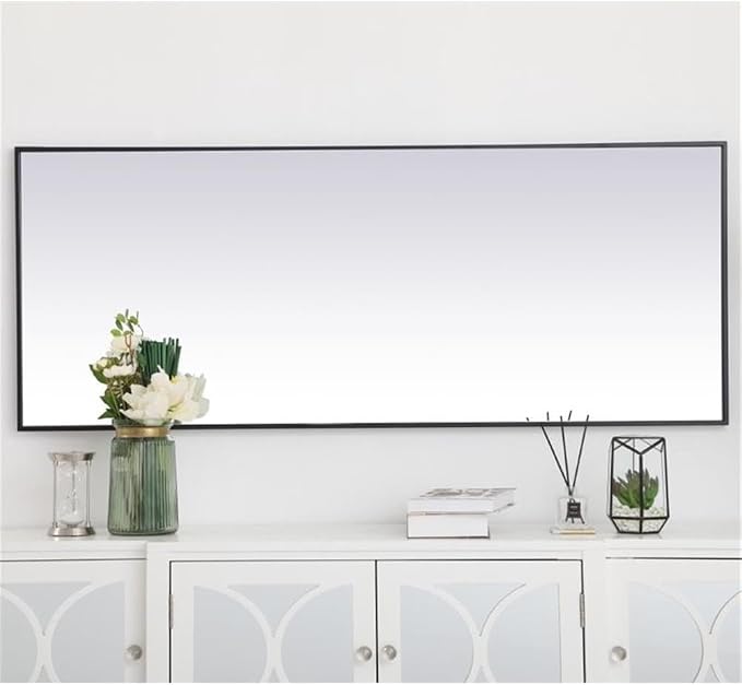 Elegant Decor Eternity 60" x 24" Contemporary Metal Frame Mirror in Black