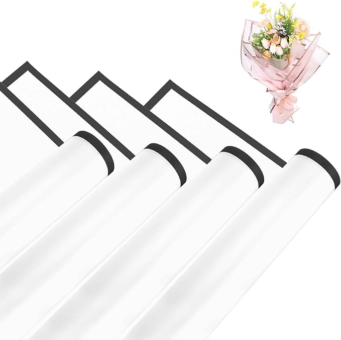 MECCANIXITY Flower Bouquet Wrapping Paper, 56cm/22 Inch Waterproof Floral Wrapping Paper for Flower Bouquet DIY Gift, Wedding, Birthdays, Valentine's Day, Pack of 20(White)