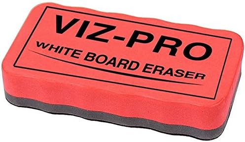 VIZ-PRO Magnetic Dry Erase Board - 36" X 24" with Silver Aluminum Frame & 3 Colored Erasers