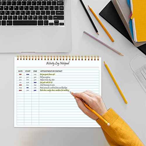 Activity Log Notepad, Spiral Activity Log Book for Business Work with Checklist, Organized Time Spending, Appointment or Contact. 8.5 x 11 Inch,Thick Paper, Hard Backing(2 pieces)