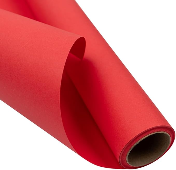 JAM Paper Gift Wrap - Matte Wrapping Paper - 26.3 Sq Ft (17 in x 18 Ft) - Matte Red - Roll Sold Individually