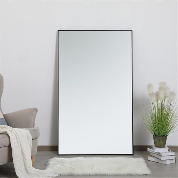 Elegant Decor Eternity 60" x 36" Contemporary Metal Frame Mirror in Black