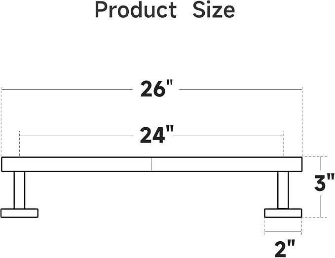 USHOWER 2-Pack Matte Black Towel Bar, 24-Inch Towel Racks for Bathroom Wall-Mounted, SUS304 Stainless Steel Towel Rod (Total Length 26-Inch)
