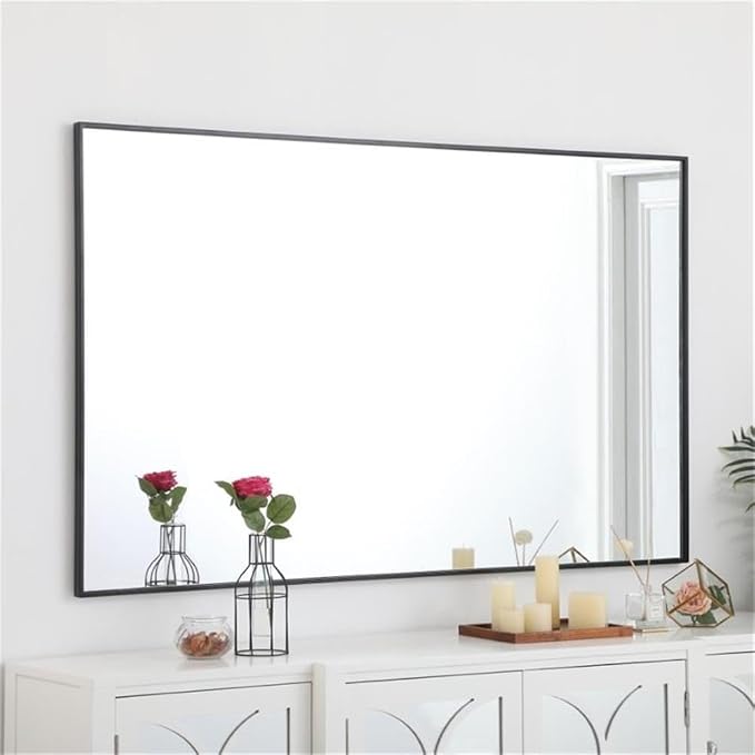 Elegant Decor Eternity 60" x 36" Contemporary Metal Frame Mirror in Black