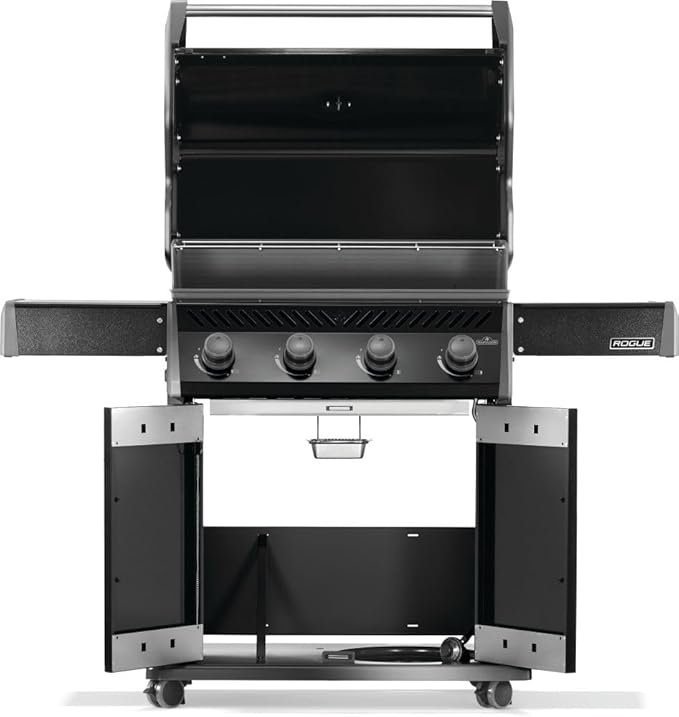 Napoleon Rogue 525 Natural Gas Grill, Black, Durable 4-Burner Cooking Surface