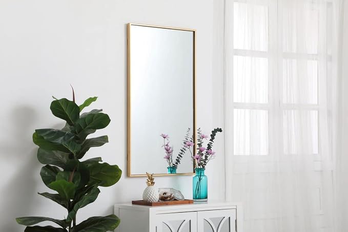 Elegant Decor Eternity 36" x 20" Contemporary Metal Frame Mirror in Black