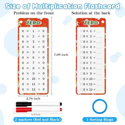 Anemeeoke 0-12 Multiplication Flash Cards, Large Math Table Flashcards, Multiplication Chart, Educational Times Table Flashcards for Classroom for 1st to 3rd Grades