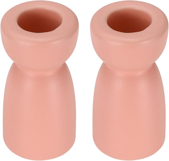uxcell 2 Pack Candlestick Holder Pink Ceramic Taper Candle Holder Candle Stand Holders Modern Style Decoration for Centerpiece Tabletops Anniversary