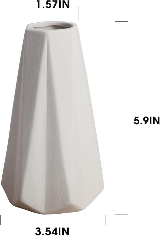 Modern White Small Ceramic Vase Set of 6 for Living Room Bedroom 5.9'' Minimalist Fresh Flower Vases for Home Decor Office Fireplace Centerpieces Nordic Style Gift for Fake Plant 6 Pack