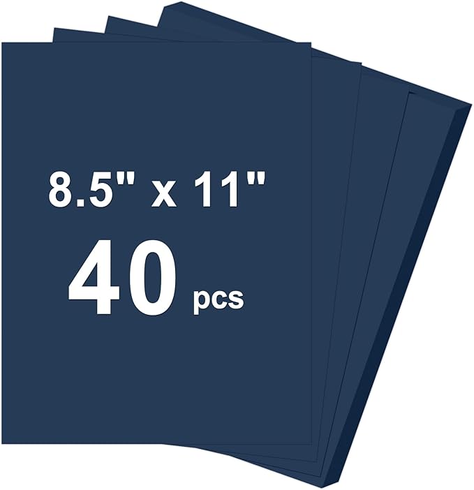 40 Sheets Cardstock 8.5x11, 65lb Darkblue Card Stock, Construction Paper, 180gsm Thick Printer Paper for Printing, Painting, Card Making, Kids School Supplies,Party Decorations