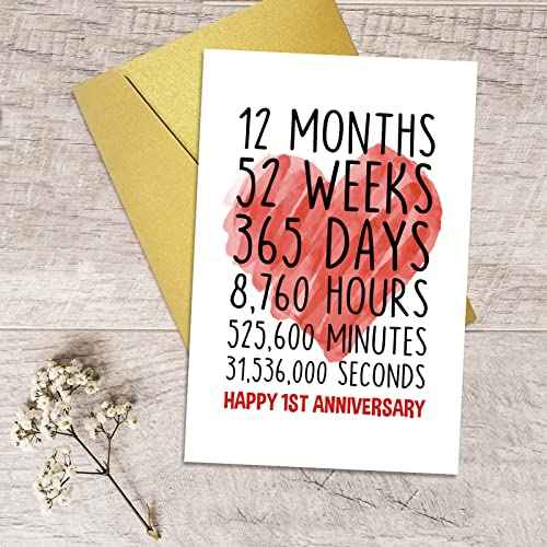 Qiliji Happy 1st Anniversary Card for Him Her, First Wedding Anniversary Greeting Card, Funny One Year Together Anniversary Card