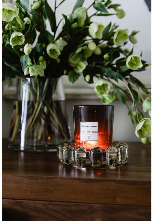Alice Lane Original Bubble Candle Dish – Chic Smoky Glass Candle Dish for Home Decor – Decorative Modern Candle Holder for Small Candles & Diffusers