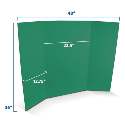 Flipside Products Foam Project Boards - 36” x 48” Green Trifold Display Boards | 3 Pack, 3/16'' Thick