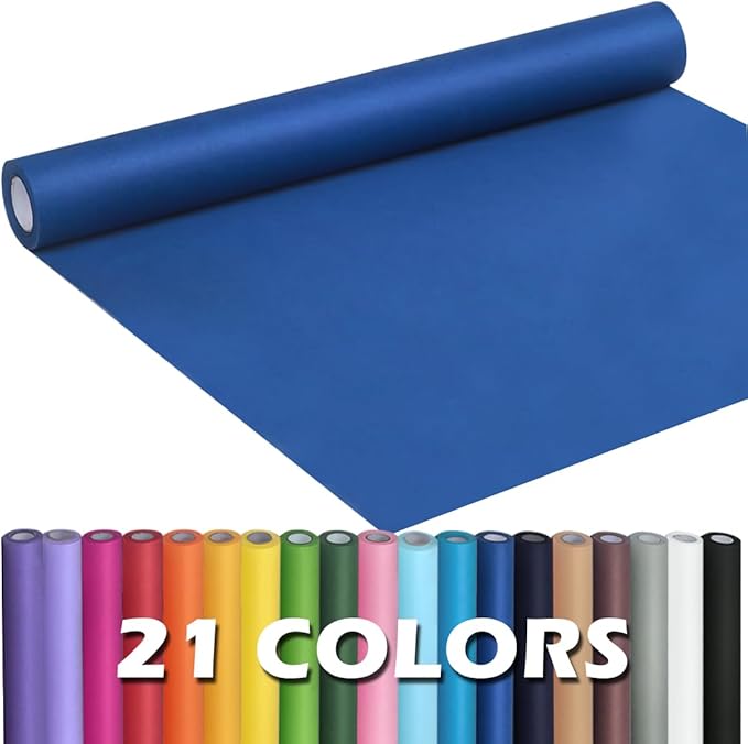 PerkHomy Blue Kraft Paper Roll 17.5" x 960" (80') for Gift Wrapping Bulletin Board Bouquet Flower Kids Wall Art Craft Packing Moving Shipping Parcel Postal Floor Covering Table Runner 80GSM 55LB