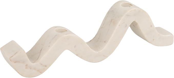 Bloomingville Marble Wave Double Taper Candle Holder, White