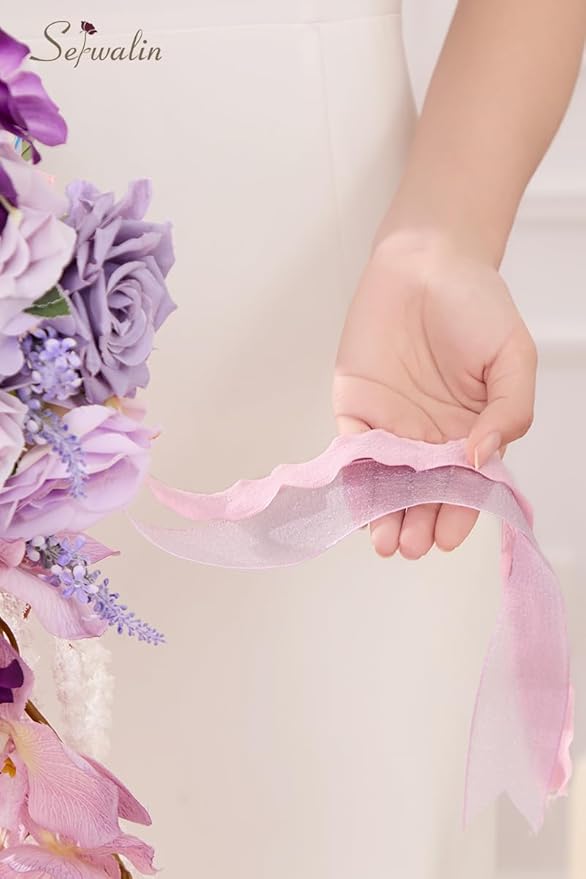 Serwalin 11 Inch Wedding Bouquets for Bride Bridesmaid, Purple Bridal Bouquets for Bride, Artificial Bouquets of Flowers for Wedding Ceremony Bridal Shower and Anniversary Day Decor