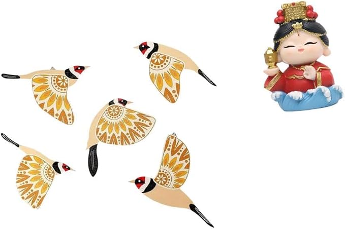 Fenteer Wooden Bird Wall Art Decorative Ornament Wall Decor Resin Material Smooth Texture Suitable for Living Room Bedroom Kitchen Study Dining Area Cafe Book