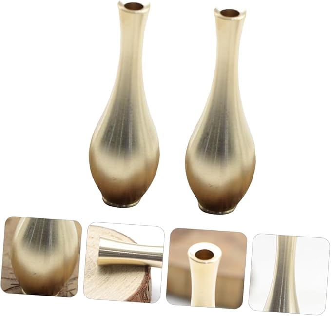 2pcs Mini Brass Vases Antique Desktop Flower Ornaments Creative Home Decor for Home and Tea Rooms Easy to Clean Decorative Adornments
