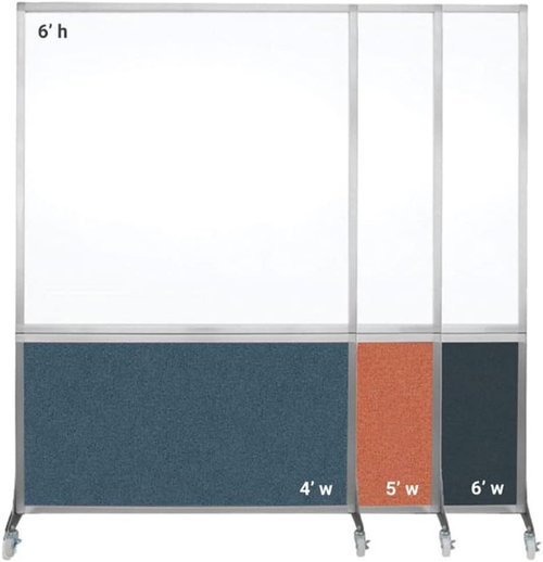 DivideWrite Mobile Whiteboard - Double-Sided Dry Erase Board for Classrooms & Offices | Black Fabric 4' Wide X 6' Tall
