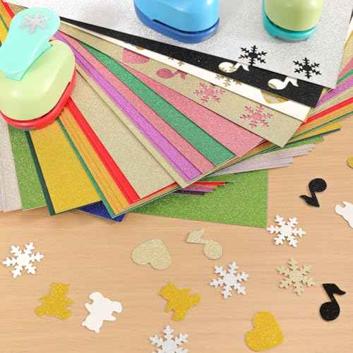 OcePor Glitter Cardstock, 25 Sheets White Cardstock, Glitter Paper for Cricut, Crafts and DIY, 8.5¡±x11¡±Shimmer cardstock for Birthday, Wedding Party Decor(92 lb/250 gsm)