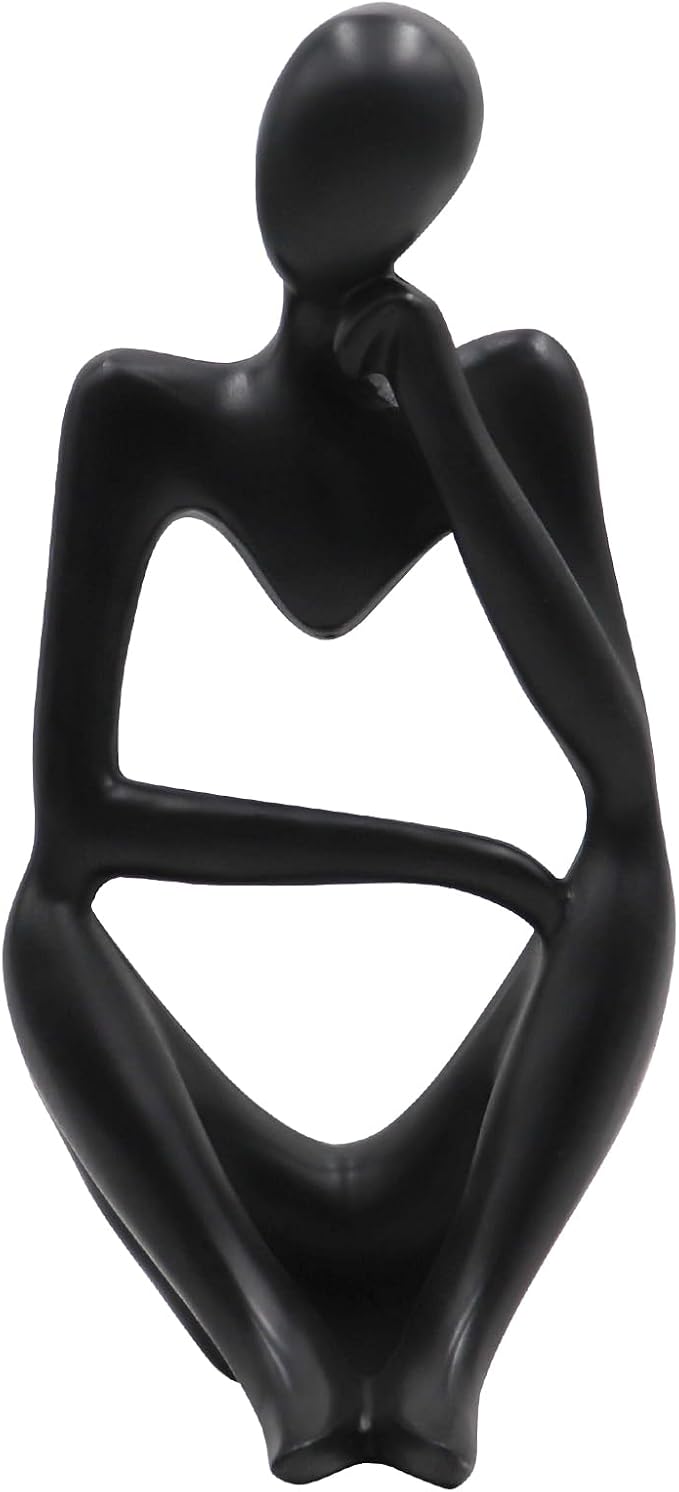 Dnoifne Thinker Statues and Sculptures, Resin Black Thinker Statue Ornaments, Abstract Style Sculptures, Housewarming Gifts, Housewarming Decorations, Living Room Dining Desk Decorations