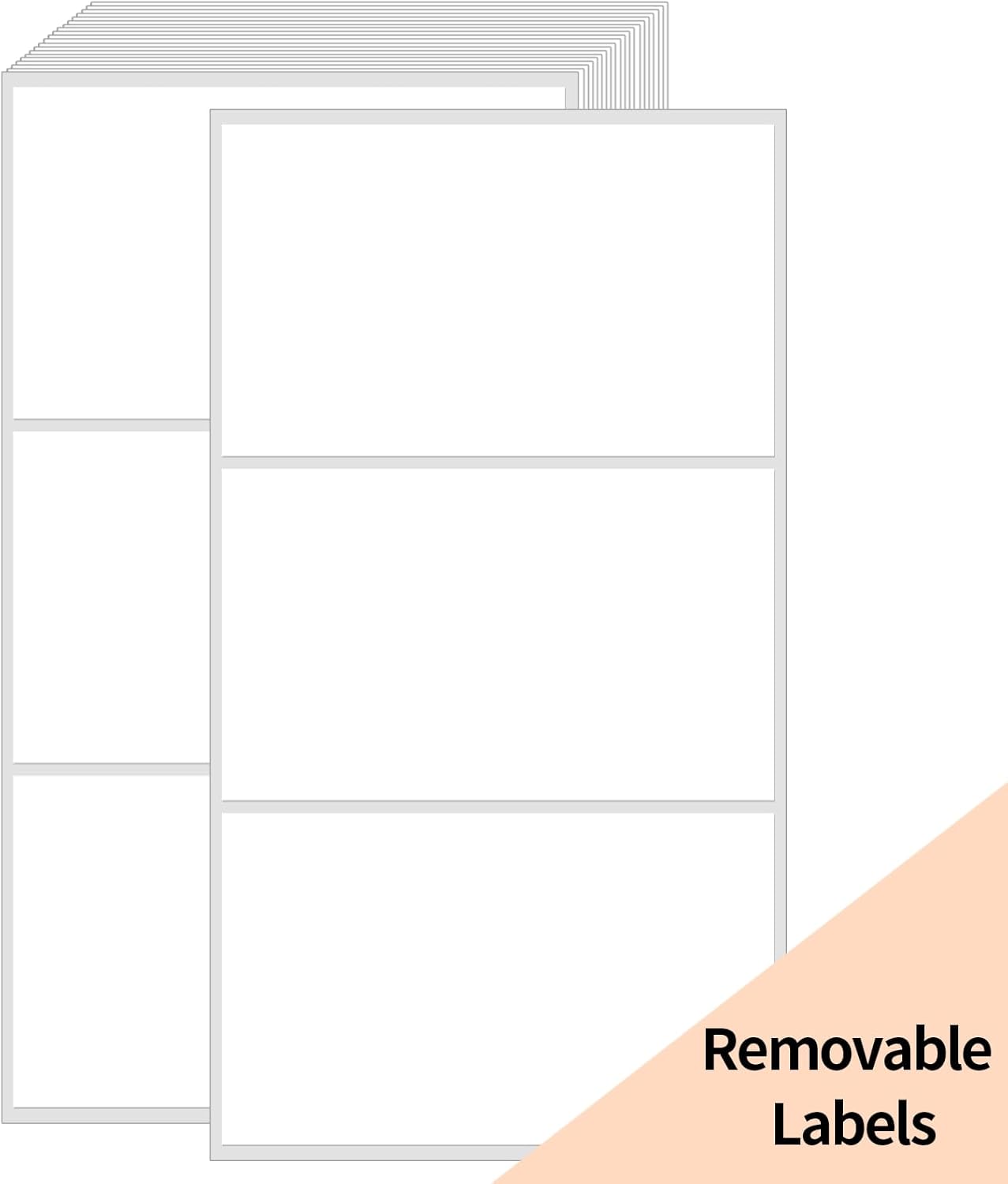 STARLIBOO Removable Large Label Stickers - 3x5 Inch Waterproof & Tear Resistant for Moving Boxes | White