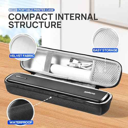 POLONO Carrying Case Compatible with POLONO D810 Portable Printer, Bluetooth Thermal Printer, Carrying Storage Bag for D810 Portable Printer 8.5"x11", USB Cable and Accessories, Case Only, Black