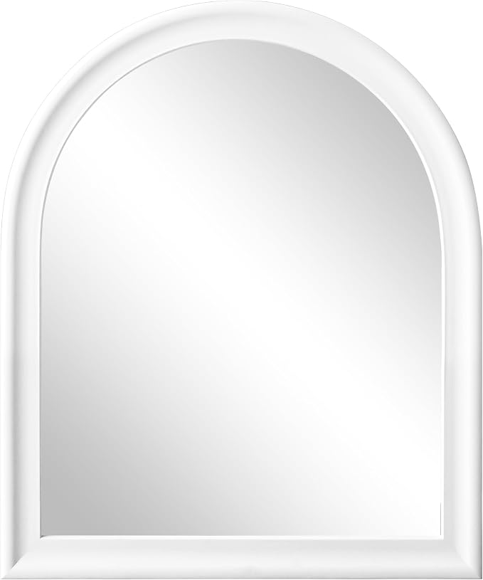 Arched Bathroom Mirror 30 x 36 Inch, White Framed Decorative Wall Mount Mirror with Tempered Glass for Entryway, Living Room, Bedroom, Hallway Fireplace Mantel Decor