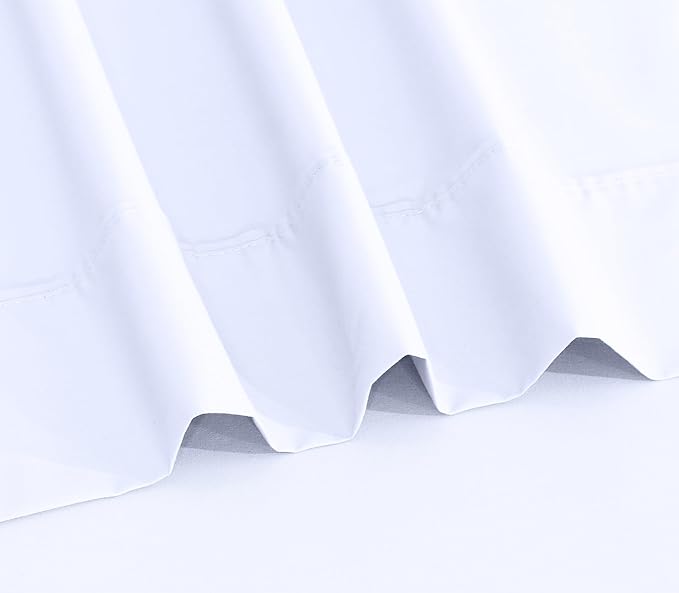 RUVANTI 100% Cotton King Size Sheets Set, 4 Pieces, Soft & Breathable Percale Weave Bedding, Deep Pocket 16", Hotel Standard, Crisp Cool Feel, Durable, Perfect Dyed Bed Sheet, Bright White