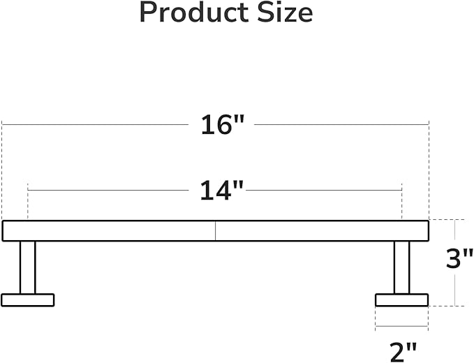 USHOWER Matte Black Towel Bar, 14-Inch Towel Rack for Bathroom Wall Mounted, Thicken SUS304 Stainless Steel Towel Rod Modern Home Decor (Total Length 16-Inch)